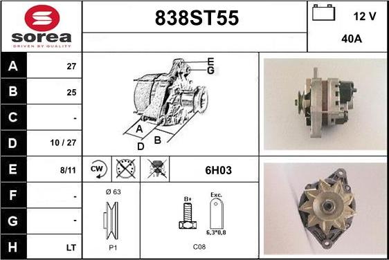 STARTCAR 838ST55 - Ģenerators autospares.lv