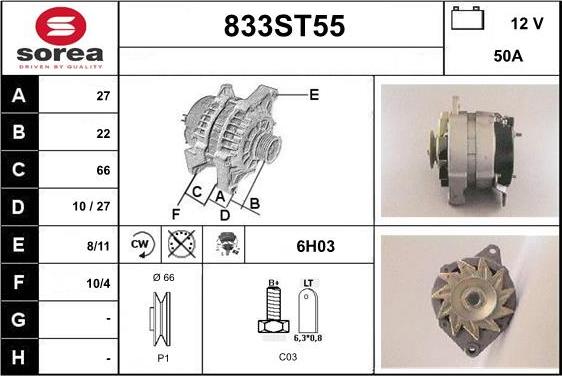 STARTCAR 833ST55 - Генератор www.autospares.lv