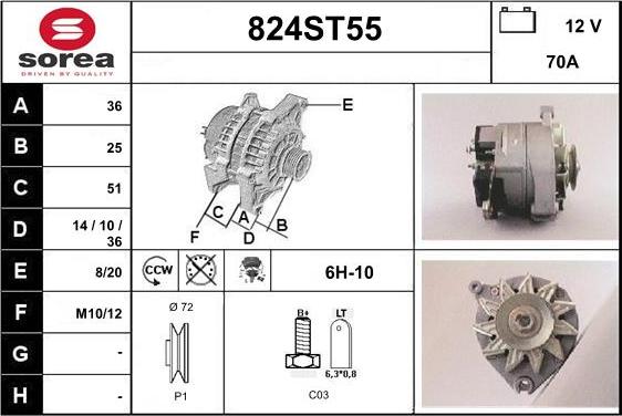 STARTCAR 824ST55 - Alternator www.autospares.lv