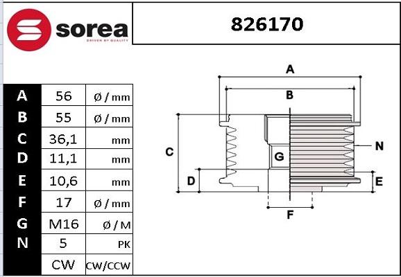 STARTCAR 826170 - Piedziņas skriemelis, Ģenerators autospares.lv