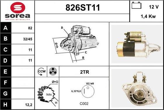 STARTCAR 826ST11 - Starteris www.autospares.lv