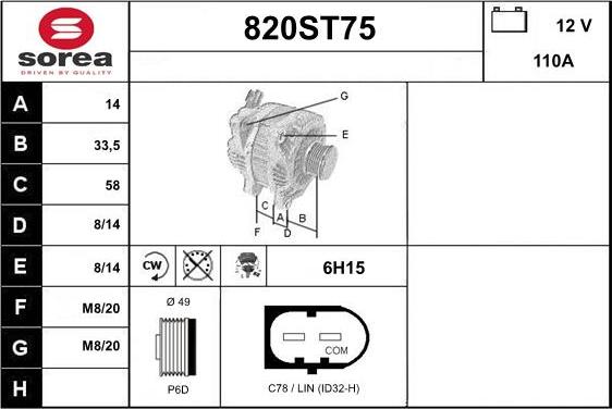 STARTCAR 820ST75 - Ģenerators www.autospares.lv