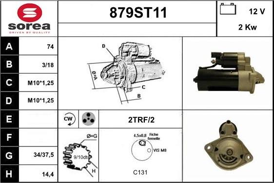 STARTCAR 879ST11 - Starteris autospares.lv