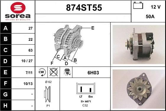 STARTCAR 874ST55 - Ģenerators autospares.lv