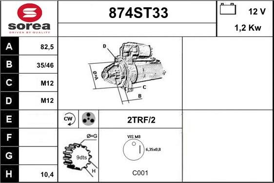 STARTCAR 874ST33 - Starteris www.autospares.lv