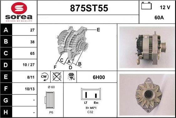 STARTCAR 875ST55 - Ģenerators autospares.lv