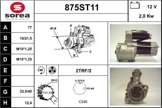 STARTCAR 875ST11 - Стартер www.autospares.lv