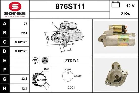 STARTCAR 876ST11 - Starteris autospares.lv