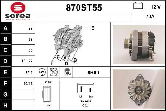 STARTCAR 870ST55 - Ģenerators autospares.lv