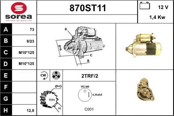 STARTCAR 870ST11 - Starter www.autospares.lv