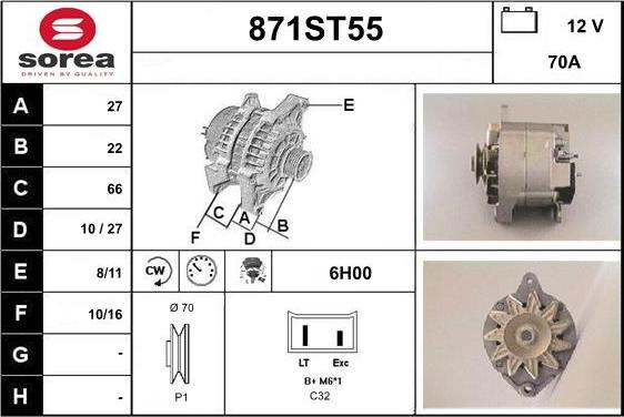 STARTCAR 871ST55 - Генератор www.autospares.lv