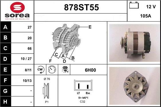 STARTCAR 878ST55 - Ģenerators autospares.lv