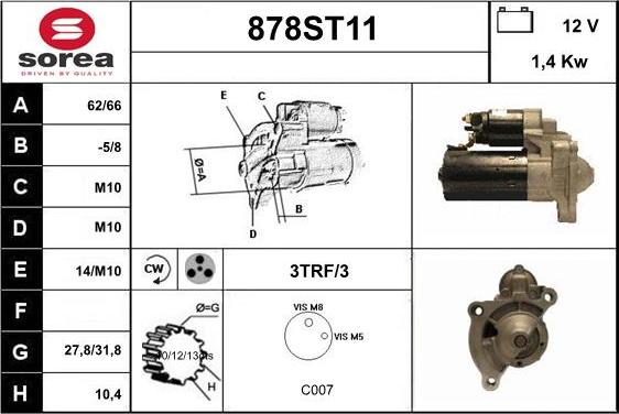 STARTCAR 878ST11 - Starteris www.autospares.lv