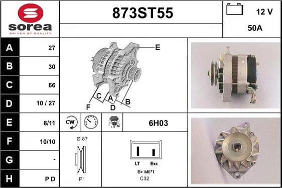 STARTCAR 873ST55 - Alternator www.autospares.lv