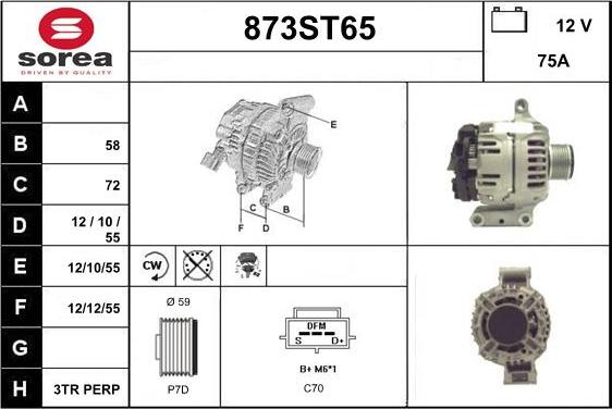 STARTCAR 873ST65 - Alternator www.autospares.lv