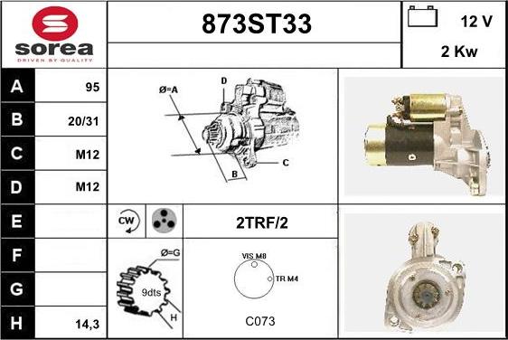 STARTCAR 873ST33 - Starteris www.autospares.lv