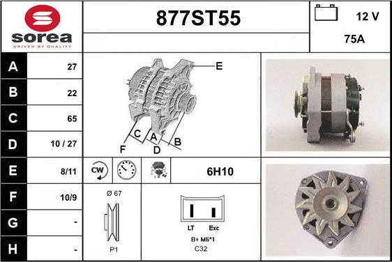 STARTCAR 877ST55 - Ģenerators autospares.lv