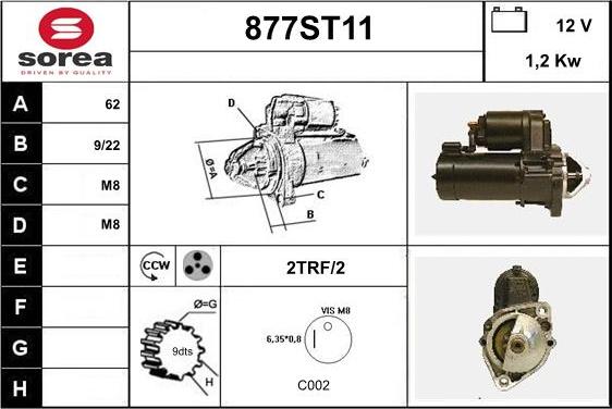 STARTCAR 877ST11 - Starteris www.autospares.lv