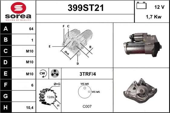 STARTCAR 399ST21 - Starteris autospares.lv