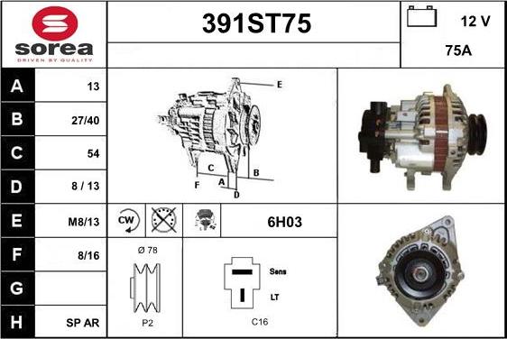 STARTCAR 391ST75 - Ģenerators www.autospares.lv