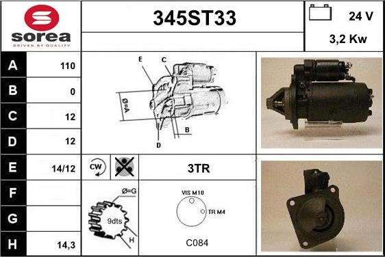 STARTCAR 345ST33 - Starter www.autospares.lv