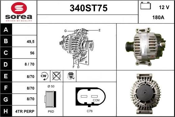 STARTCAR 340ST75 - Ģenerators www.autospares.lv