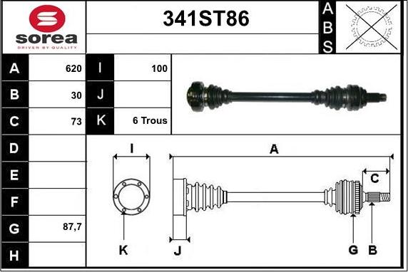 STARTCAR 341ST86 - Piedziņas vārpsta autospares.lv