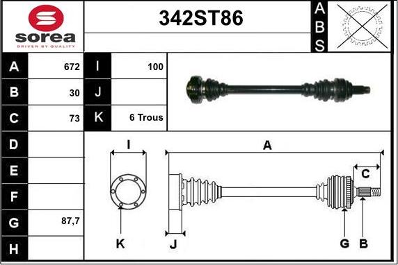 STARTCAR 342ST86 - Piedziņas vārpsta autospares.lv