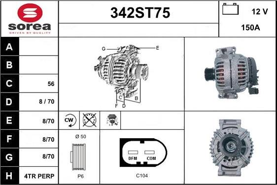 STARTCAR 342ST75 - Ģenerators autospares.lv