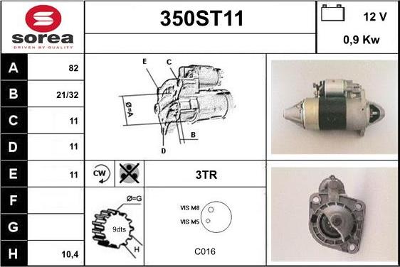 STARTCAR 350ST11 - Starteris autospares.lv