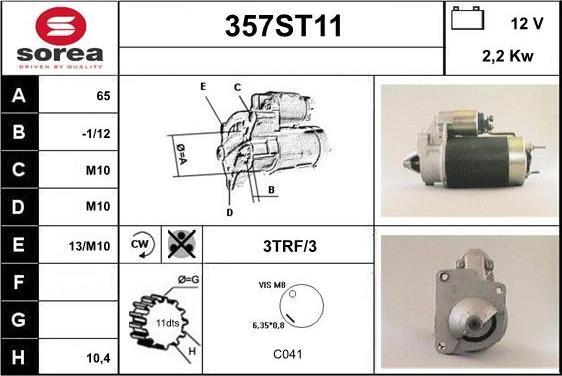 STARTCAR 357ST11 - Стартер www.autospares.lv