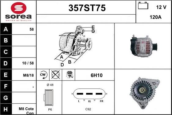 STARTCAR 357ST75 - Ģenerators www.autospares.lv