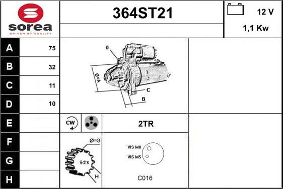 STARTCAR 364ST21 - Starteris www.autospares.lv