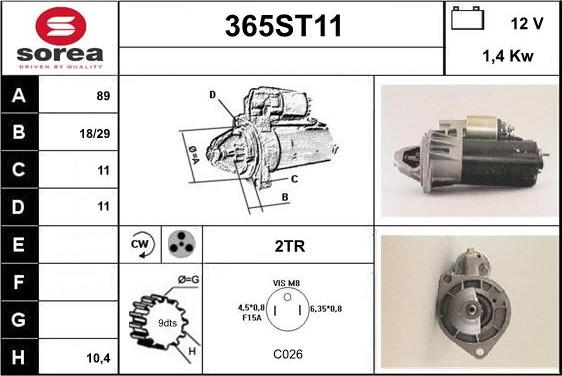 STARTCAR 365ST11 - Starter www.autospares.lv