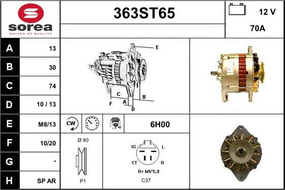 STARTCAR 363ST65 - Ģenerators www.autospares.lv