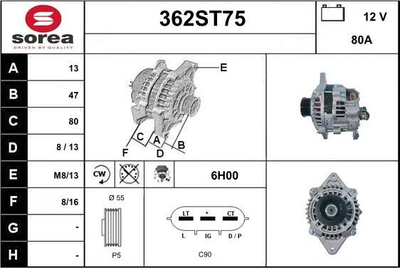 STARTCAR 362ST75 - Ģenerators www.autospares.lv