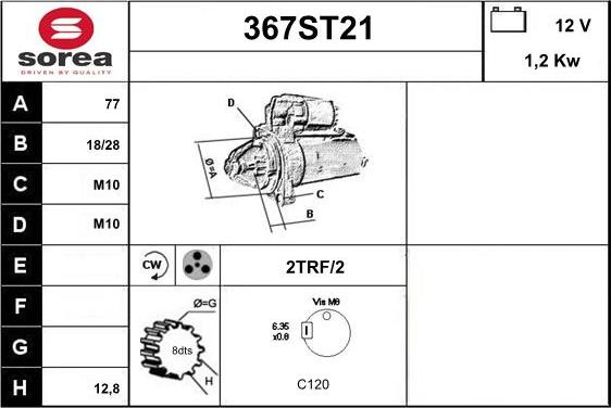 STARTCAR 367ST21 - Starter www.autospares.lv