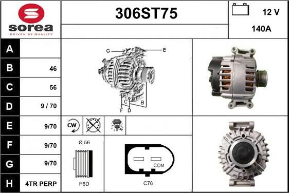 STARTCAR 306ST75 - Ģenerators autospares.lv