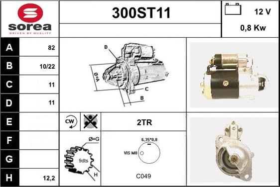 STARTCAR 300ST11 - Starteris www.autospares.lv