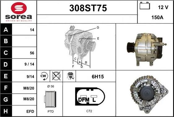 STARTCAR 308ST75 - Ģenerators www.autospares.lv