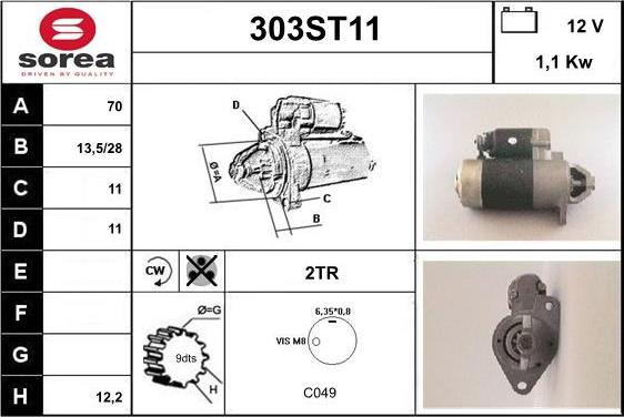 STARTCAR 303ST11 - Starteris autospares.lv