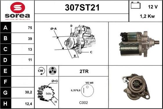 STARTCAR 307ST21 - Starteris autospares.lv