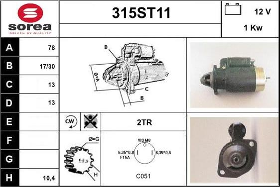 STARTCAR 315ST11 - Starteris autospares.lv