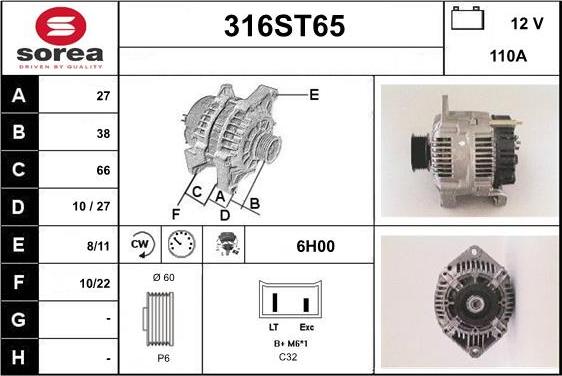 STARTCAR 316ST65 - Alternator www.autospares.lv