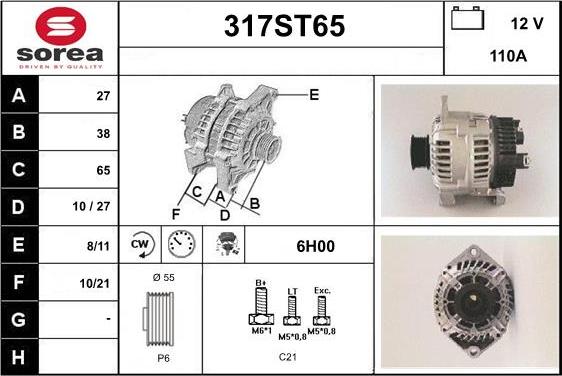 STARTCAR 317ST65 - Alternator www.autospares.lv