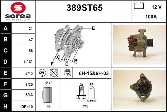 STARTCAR 389ST65 - Ģenerators autospares.lv