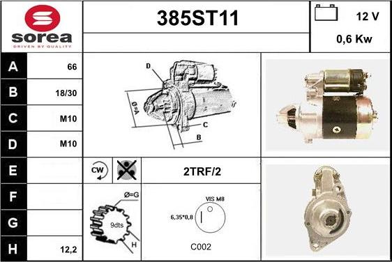 STARTCAR 385ST11 - Starteris www.autospares.lv