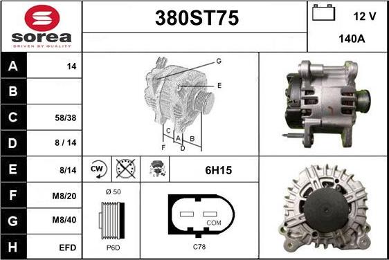 STARTCAR 380ST75 - Ģenerators www.autospares.lv