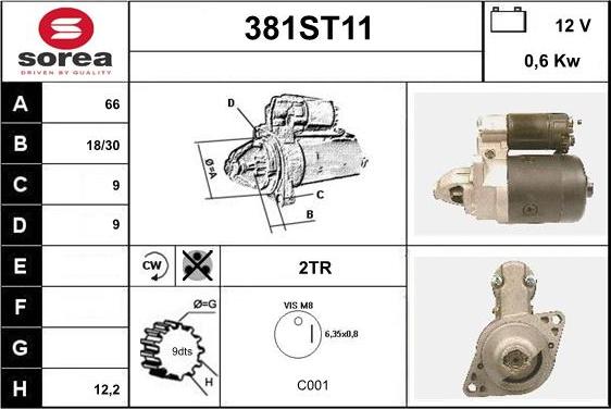 STARTCAR 381ST11 - Starteris www.autospares.lv