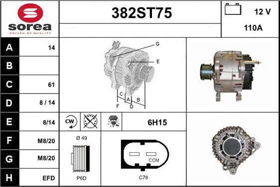 STARTCAR 382ST75 - Ģenerators autospares.lv